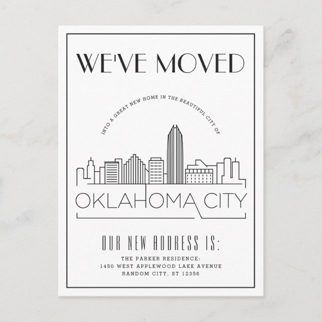 Oklahoma City Modern Deco | Byte av Adress Meddelande Vykort (Framsida)