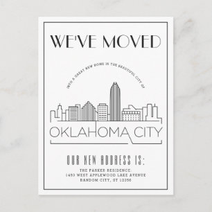 Oklahoma City Modern Deco Ny adress Meddelande Vykort