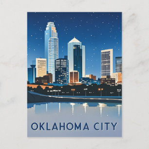 Oklahoma City Night View Vykort