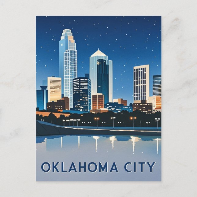 Oklahoma City Night View Vykort (Framsida)