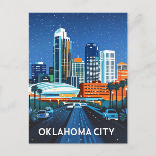 Oklahoma City Night View Vykort