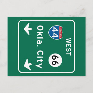 Oklahoma City, OK Road Sign Vykort
