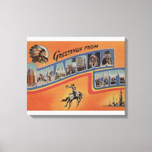 Oklahoma City, Oklahoma - Large Brev Scenes Canvastryck (Framsida)