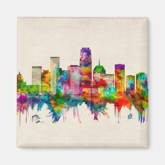 Oklahoma City Oklahoma Skyline Magnet (Framsidan)