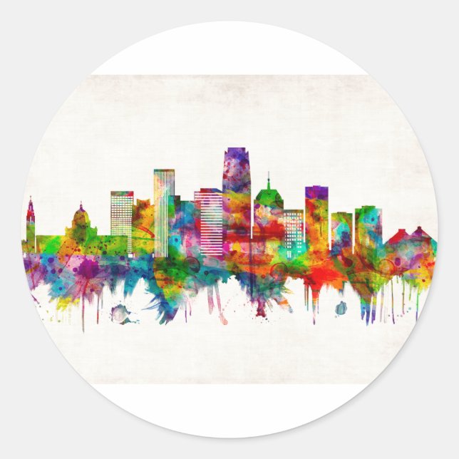 Oklahoma City Oklahoma Skyline Runt Klistermärke (Framsida)