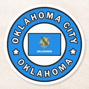 Oklahoma City Oklahoma Underlägg Papper Rund