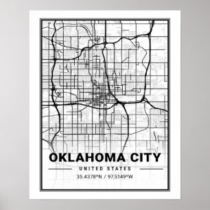 Oklahoma City Oklahoma USA Travel City Karta Poster