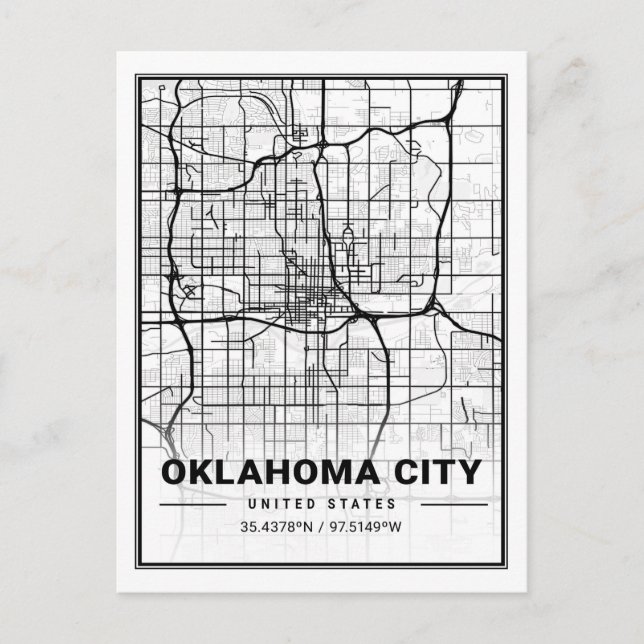Oklahoma City Oklahoma USA Travel City Karta Vykort (Framsida)
