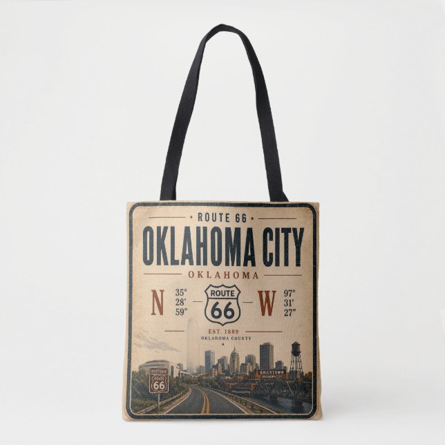 Oklahoma City Route 66 Carryall Tygkasse (Framsida)