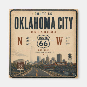 Oklahoma City Route 66 Koordinater Minnessak Magnet