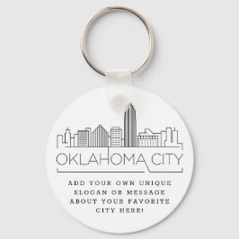 Oklahoma City Stylized Skyline | Anpassningsbar Sl Nyckelring