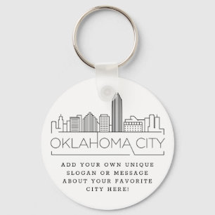Oklahoma City Stylized Skyline   Anpassningsbar Sl Nyckelring