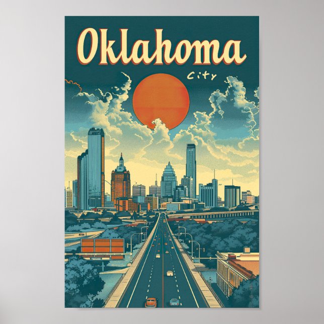 Oklahoma City USA Berömd Travel Ställe Poster (Framsidan)