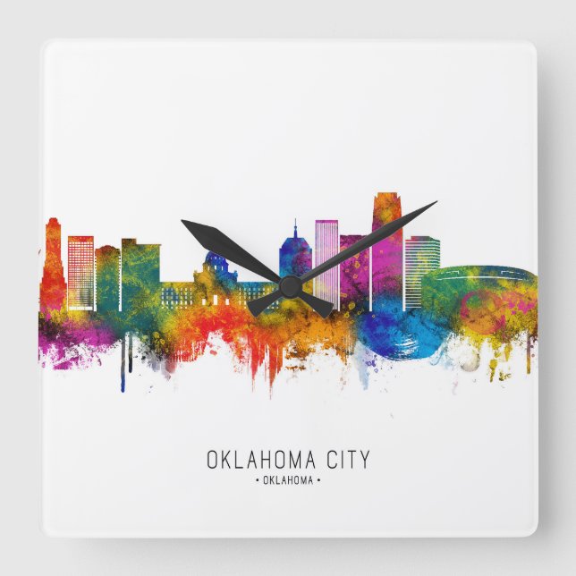 Oklahoma City USA Siluett Fyrkantig Klocka (Framsida)