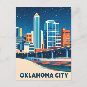 Oklahoma City vatten färg skyline Vykort
