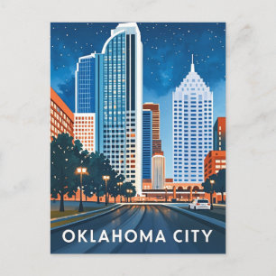 Oklahoma City vatten färg skyline Vykort