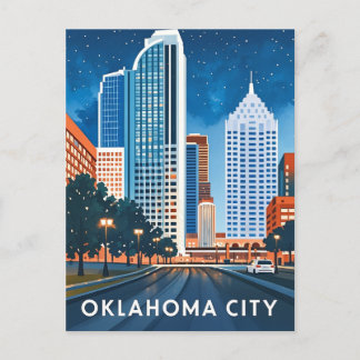 Oklahoma City vatten färg skyline Vykort
