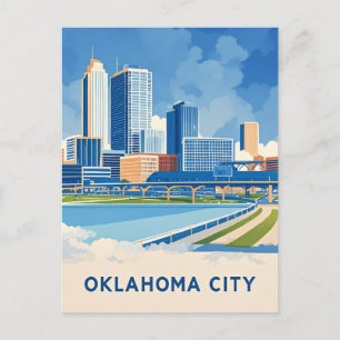 Oklahoma City vatten färg skyline Vykort