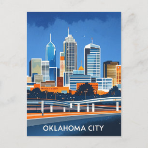 Oklahoma City vatten färg skyline Vykort