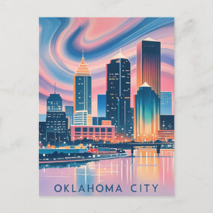 Oklahoma City vatten färg skyline Vykort