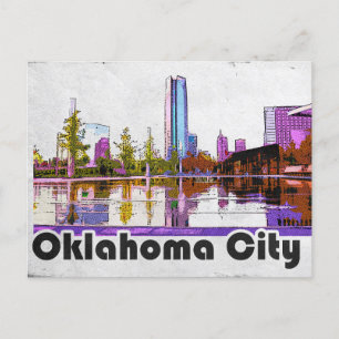 Oklahoma City Vintage Watercolor Postcard Vykort