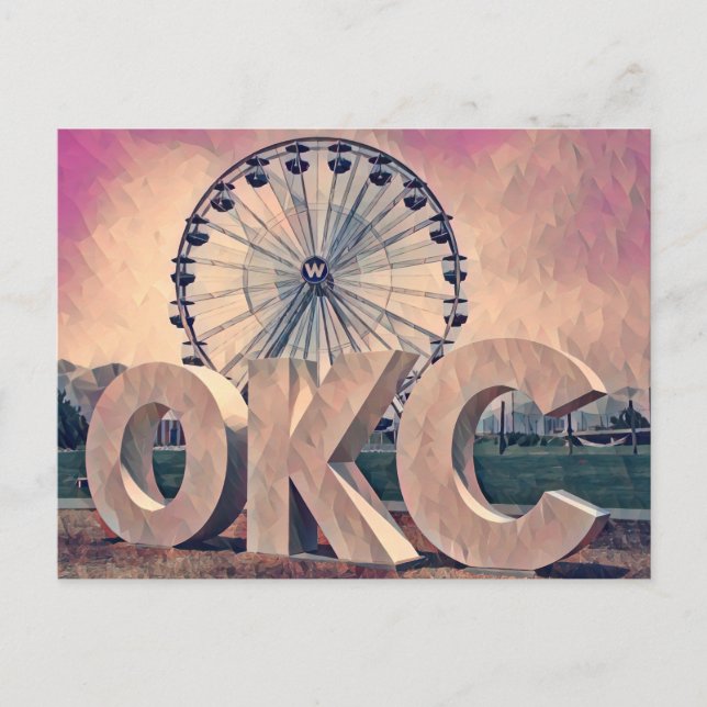 Oklahoma City Wheeler District Art Vykort (Framsida)