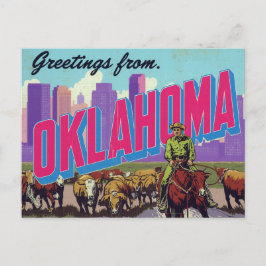 Oklahoma Cowboy Cattle City Vykort