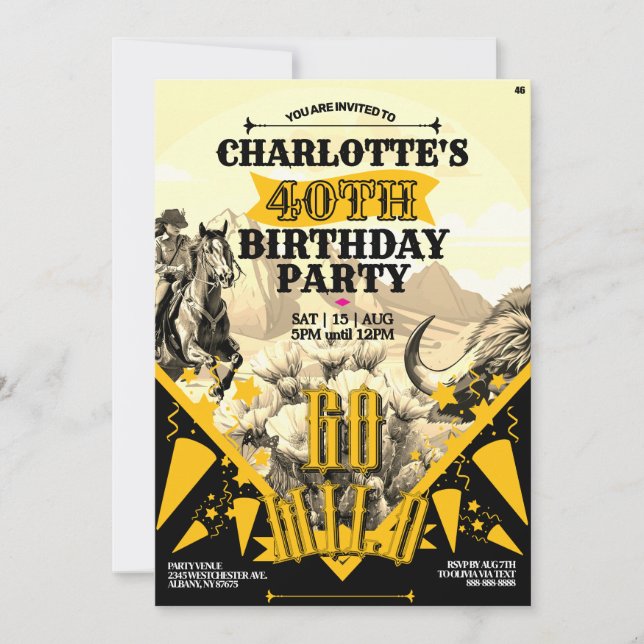 Oklahoma Cowgirl-stämpel Inbjudningar (Framsida)