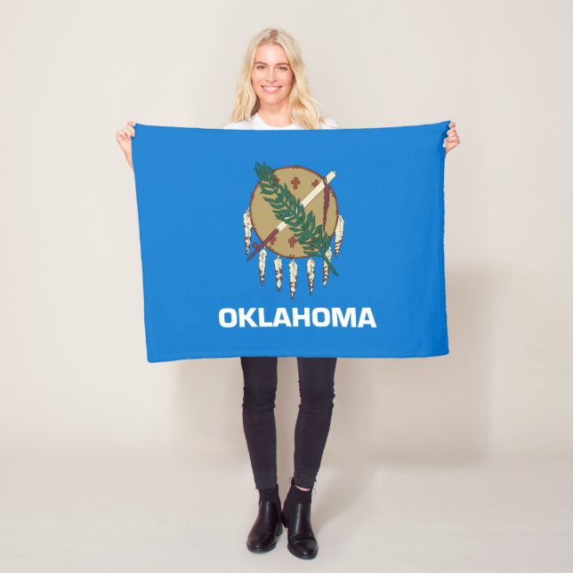 Oklahoma delstatsflagga fleecefilt (På plats)
