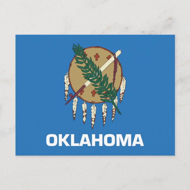 Oklahoma delstatsflagga Osage Sköld Fredspipa Vykort (Framsida)