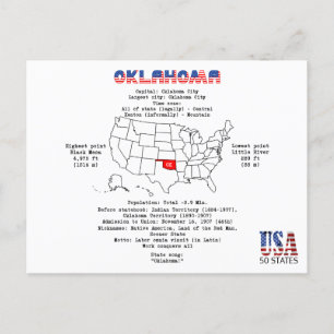 Oklahoma. Det statligt av Förenta staterna av Helg Vykort
