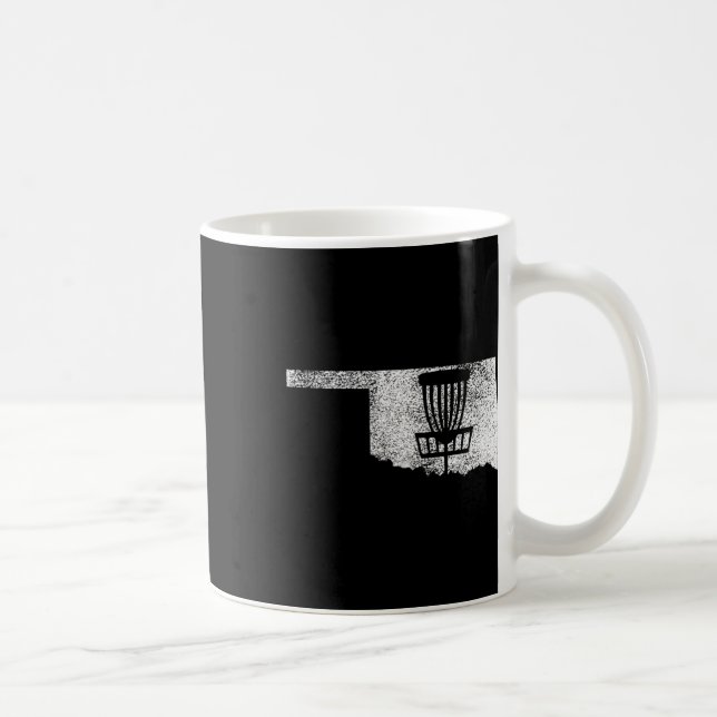 Oklahoma Discgolf Delstat Med Korg Distressed Graf Kaffemugg (Höger)