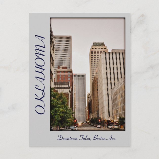 Oklahoma, Downtown Tulsa, Boston Ave Vykort (Framsida)