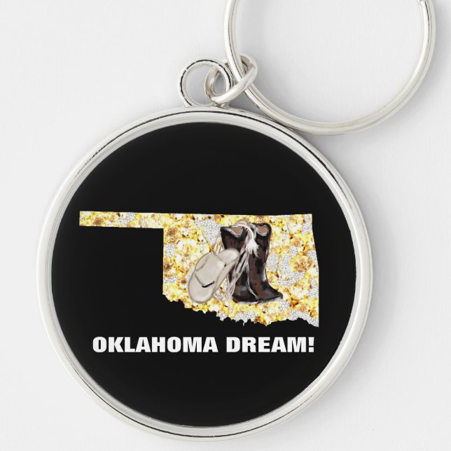 OKLAHOMA DREAM! RUND SILVERFÄRGAD NYCKELRING (Framsidan)