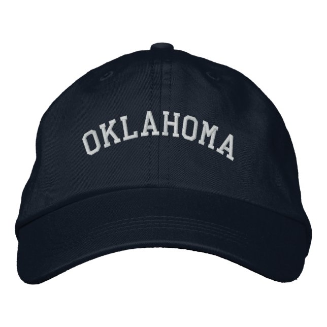 Oklahoma Embroized Justable Navy Broderad Keps (Framsida)