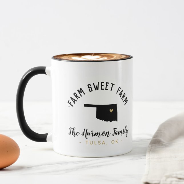 Oklahoma Farm Sweet Farm Family Monogram Mugg (Skapare uppladdad)