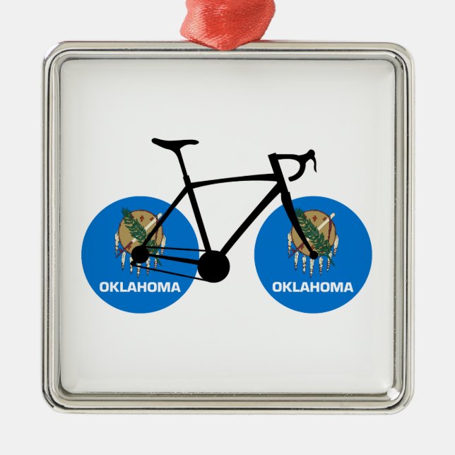 Oklahoma Flagga Cycling Julgransprydnad Metall (Framsidan)