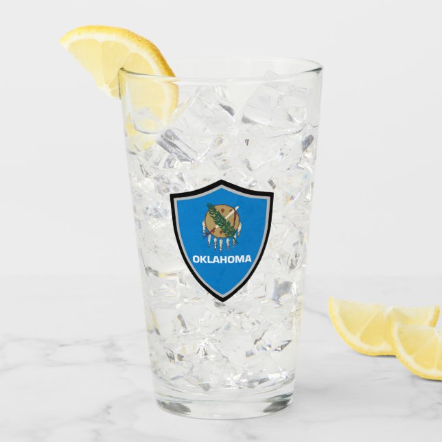Oklahoma flagga glaskopp (Framsida Ice)