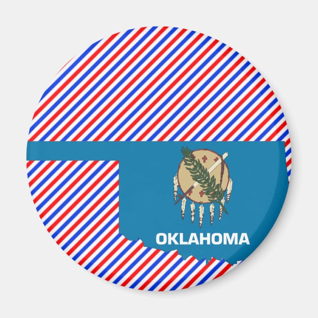 Oklahoma Flagga Karta Magnet (Framsidan)