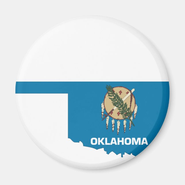 Oklahoma Flagga Karta Magnet (Framsidan)