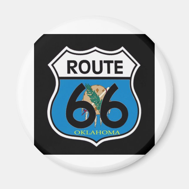 Oklahoma flagga Route 66 Shield Magnet (Framsidan)