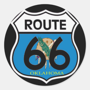 Oklahoma flagga Route 66 Shield Runt Klistermärke