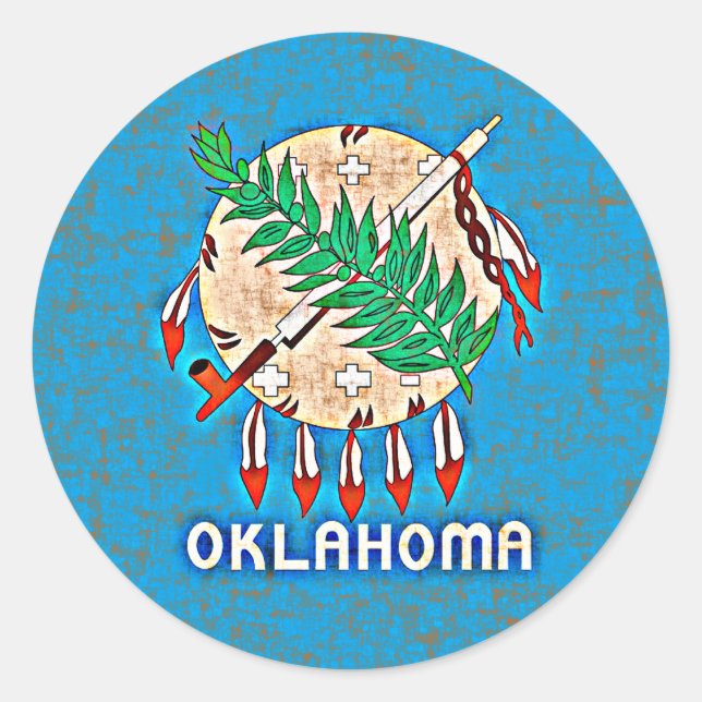 OKLAHOMA FLAGGA RUNT KLISTERMÄRKE (Framsida)