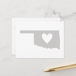 Oklahoma Grå Statskarta Form med hjärtutskärning Vykort