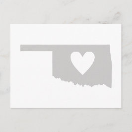 Oklahoma Grå Statskarta Form med hjärtutskärning Vykort