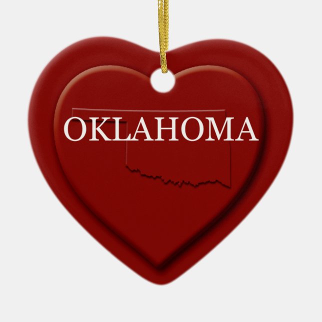 Oklahoma Heart Karta jul Ornamet Julgransprydnad Keramik (Framsidan)