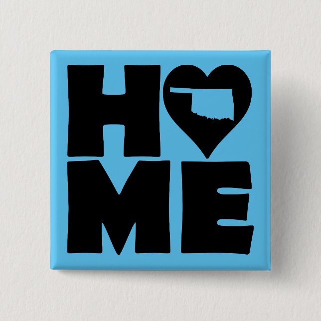 Oklahoma Home Heart State Button Badge Pin Knapp (Framsida)