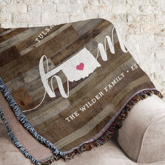 Oklahoma Home State Personlig Wood look Filt (Skapare uppladdad)