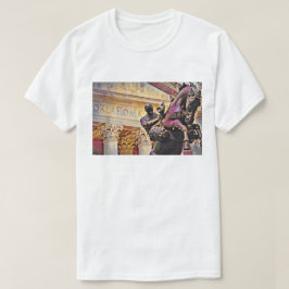 Oklahoma Huvudstad med Cowboystatue Oljemålning T Shirt