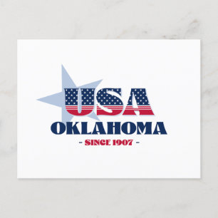 Oklahoma i rött, vitt och blått vykort